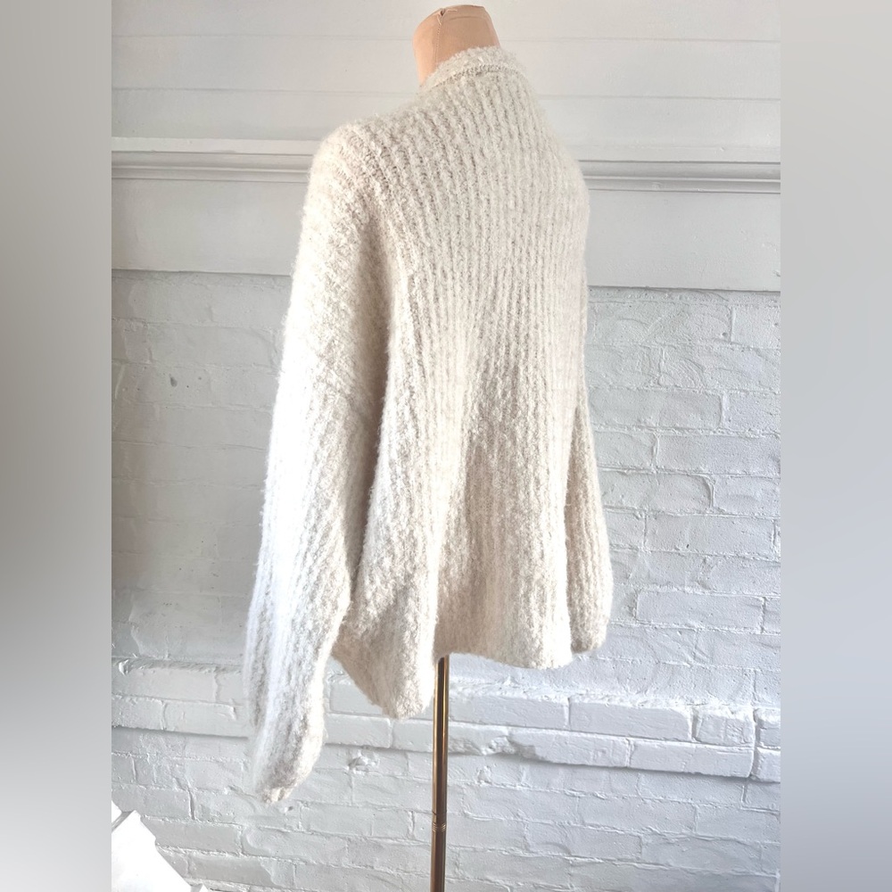Anthropologie Grade and Gather Curly Yarn Open Cardigan Cream Oversized Sweater - Picture 5 of 12